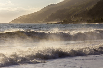 Beautiful stormy seascape at sunset time