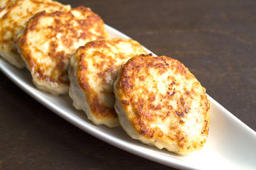 chicken meatballs on wooden background