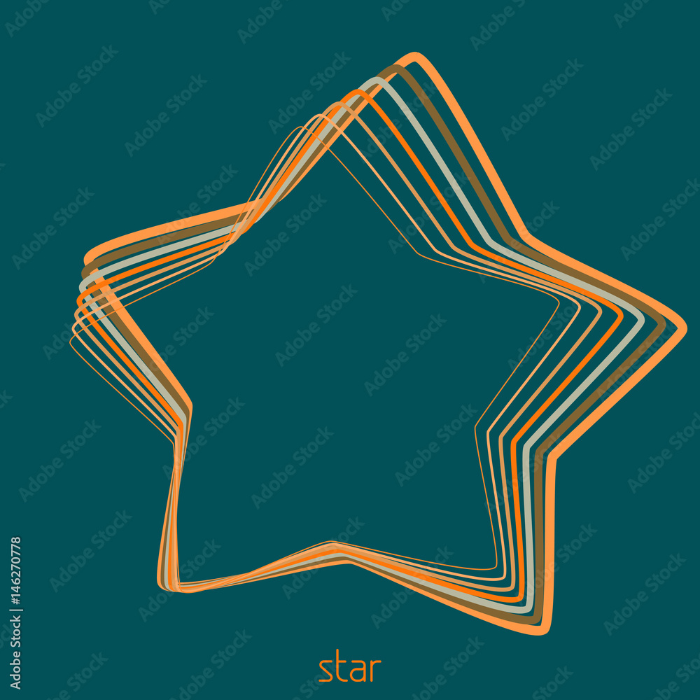 Aufkleber outline star from thin contour lines. vector