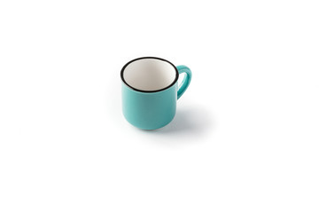 Angled Blue espresso cup on a white background