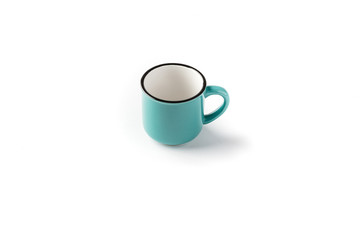 Blue espresso cup on a white background