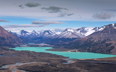 Fototapeta na wymiar View from Mount Leon to lake Belgrano, Perito Moreno National Park, Patagonia, Argentina