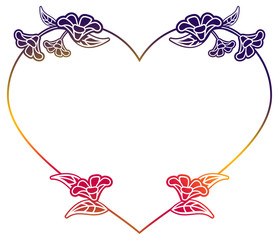 Heart shaped frame with gradient fill. Raster clip art.