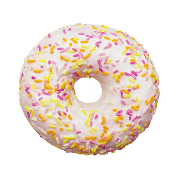 The donut in the glaze isolated on a white background