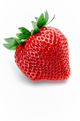 Close up of fresh strawberries on white background