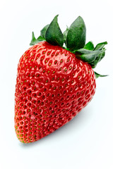 Close up of fresh strawberries on white background