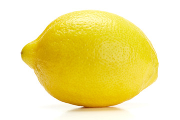 Close up of fresh lemon on white background
