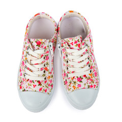 Colorful children's sneakers isolated on a white background
