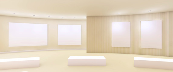 Works of Arts and Gallery minimal Clean with White wall / 3d rendering