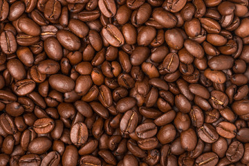 Coffee beans closeup. Selective focus