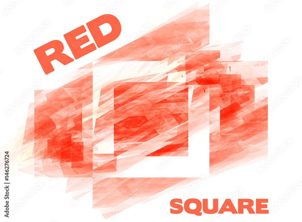 Aufkleber abstract red fractal square on a white