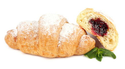 fresh croissant isolated on white background