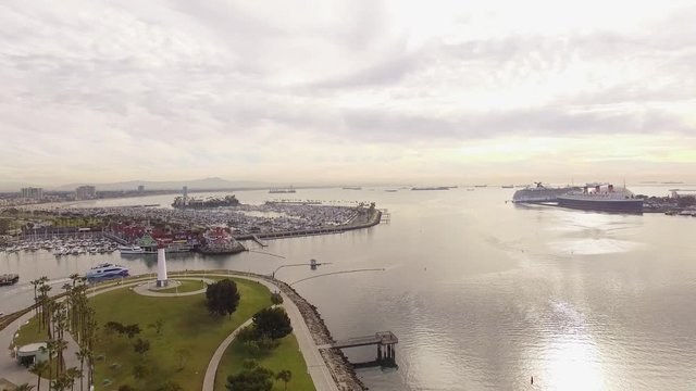 Aerial views of Downtown Long Beach in California, USA, 4K - 2