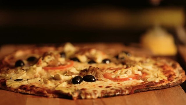 d&eacute;coupe d'une pizza 
