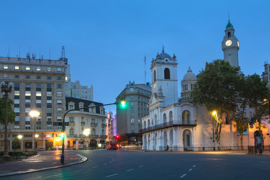 Night view of the center of Buenos Aires, Argentina