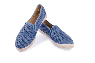  Blue flat shoes for women  isolated on white