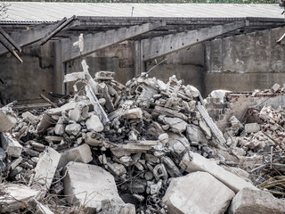 Bauschutt von Abriss Gebäude