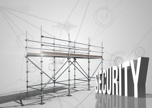Security Text with 3D Scaffolding and connections