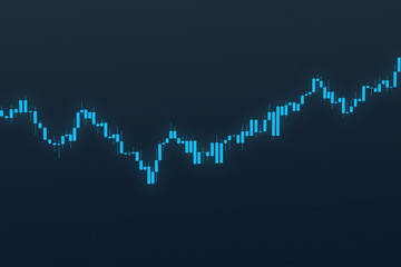 Stock chart on blue grid background. 3D illustration