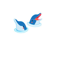 Icons of happy dolphin portraits