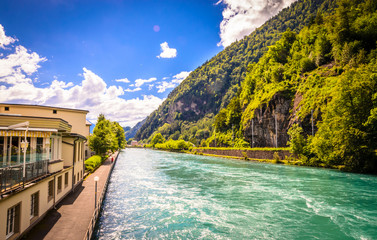 Beautiful river landscape of Interlaken, Switzerland