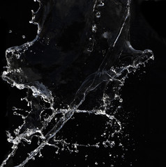 Water splash on black background