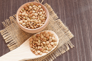 Lentils on table