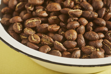 Light roast whole coffee beans in the modern style