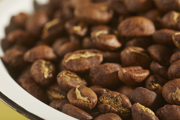 Light roast whole coffee beans in the modern style