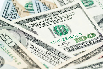 Close up image of money,$100 & $20 bills
