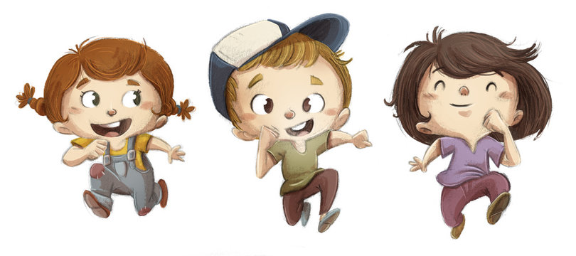ni&ntilde;os corriendo felices
