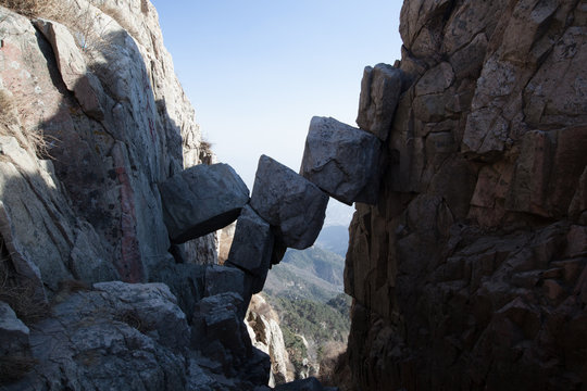 Fototapeta The Immortal Bridge in Taishan remains standing