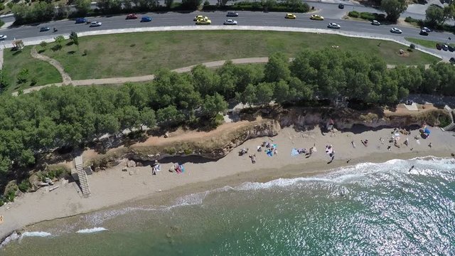 Aerial view of the beach of Voula in Athens