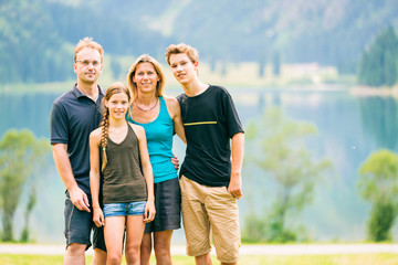 Family Of Four Outdoors