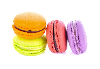 Macaroons on white background