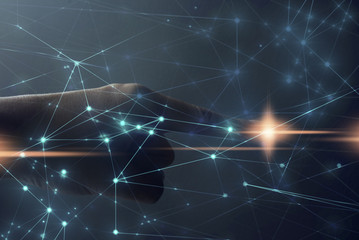 cloud storage security information, data deep learning hologram ai technology robotic, futuristic cyber network system online