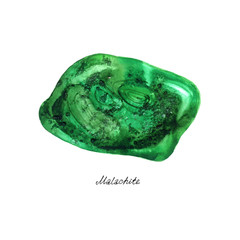 Watercolor Minerals: Malachite isolated on white background