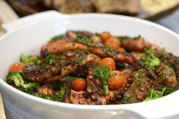 Octopus with Broccoli and tomato confit