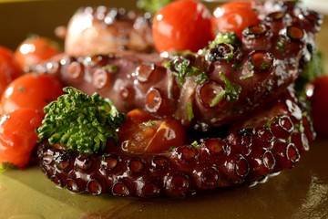 Octopus with Broccoli and tomato confit