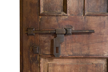 Closed Old vintage wood Door with door lock
