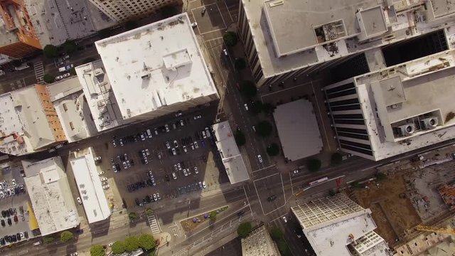 The cityscapes  of Sunny weather Downtown in Los Angeles, Aerial, 4K - 5