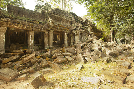 Temple in ruins in Cambodia 
