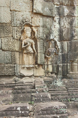Khmer sculpture in a temple's facade 