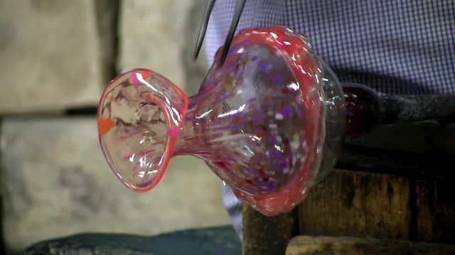 Making a glass vase on the island of Murano, Venice Italy - 5