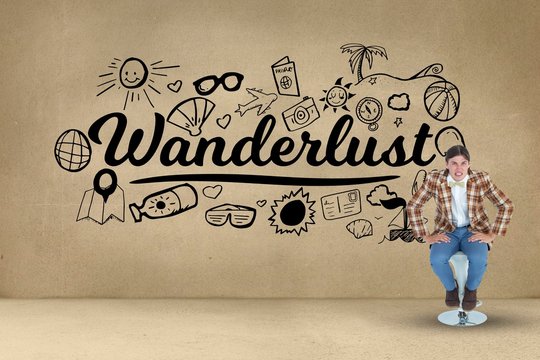Composite image of wanderlust and drawings