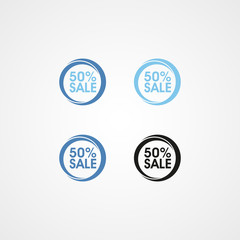 fifty percent sale logo icon with various color