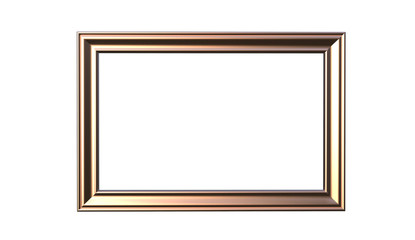 3d rendering of modern isolated hanging golden color photo frame on a white  background