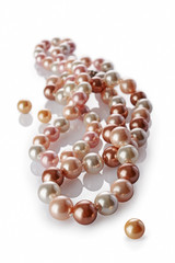 Luxury elegant colored pearl necklaces close-up