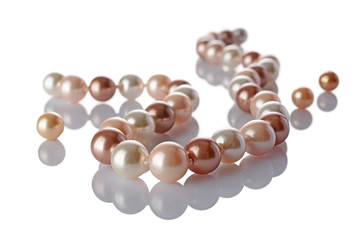 Luxury elegant colored pearl necklace close-up
