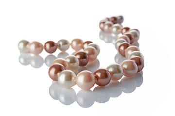 Luxury elegant colored pearl necklace close-up